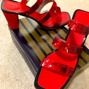 🔥HOT! New York Transit Red Sequined heels🔥